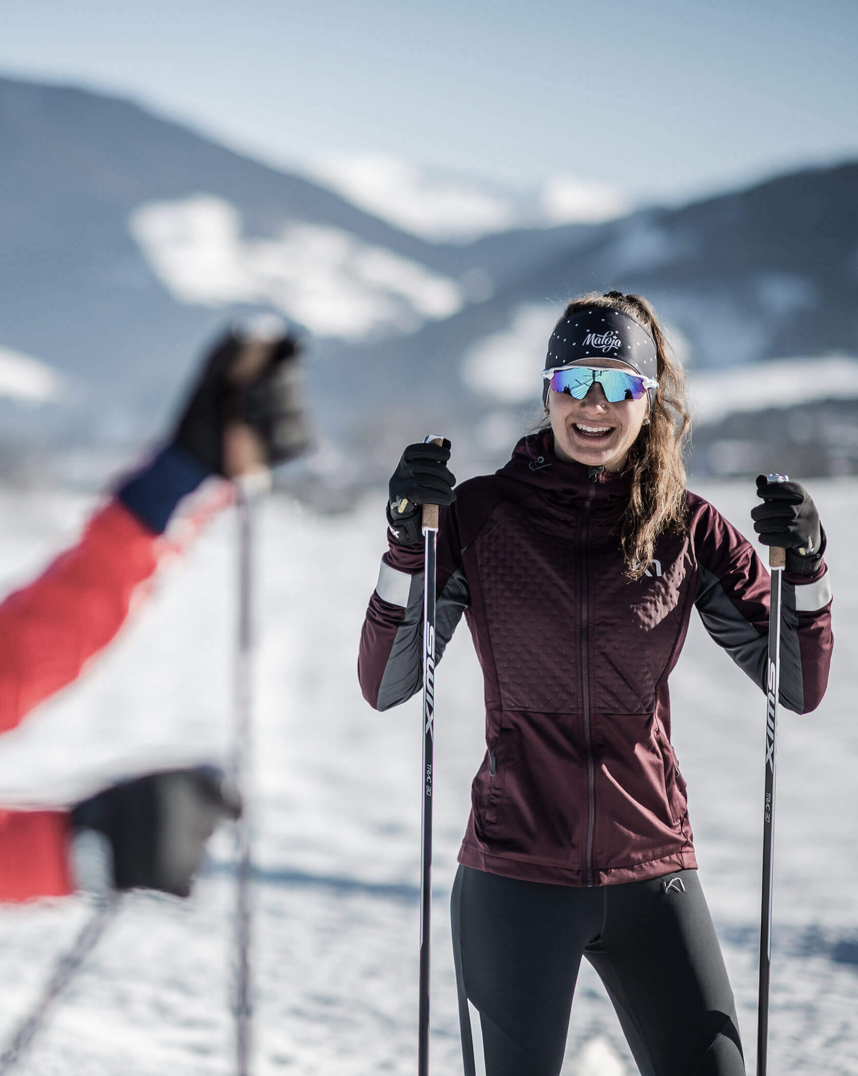 Erlebnisse in Reischach - Langlaufen im Winter - Detailaufnahme Frau - Hofergut